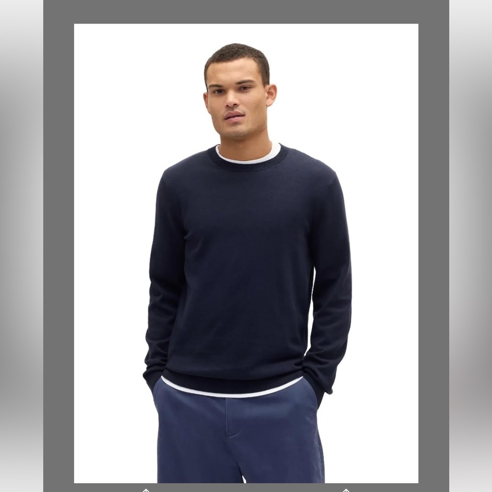 Gap Men’s Classic Sweater Mainstay Long Sleeve Crew Neck Cotton Navy Blue NWT Md